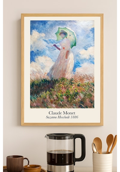 Claude Monet Doğal Ahşap Çerçeveli Poster, Dekoratif Sanatsal Duvar Tablosu