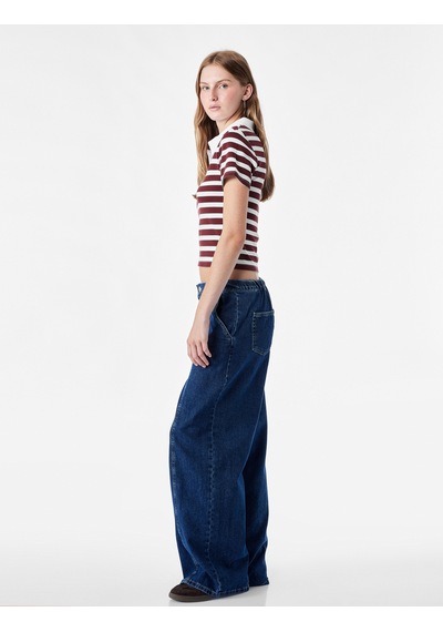 Koton Regular Fit Kısa Kollu Düğmeli Modal Karışımlı Polo Yaka Çizgili Tişört Bordo Çizgili 7wal10185ık
