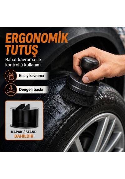 Oto Lastik Parlatıcı Aplikatör - Yumuşak Dokulu Ergonomik Saplı Lastik Parlatıcı Ve Cilalama Aparatı - Lastik Parlatıcı Süngeri, Uygulama Pedi 1 Adet