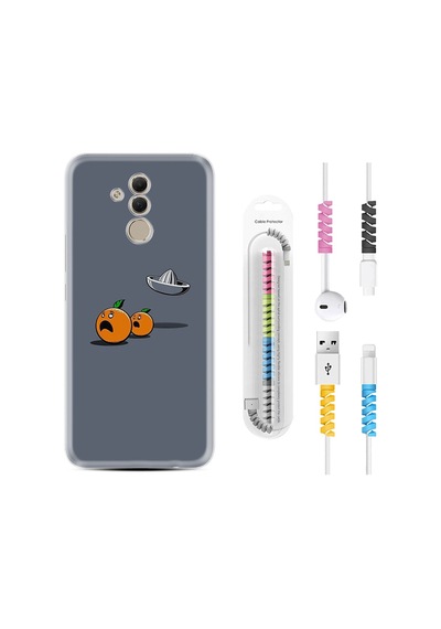 Huawei Mate 20 Lite Kılıf Kablo Koruyuculu Orange Escape 1374