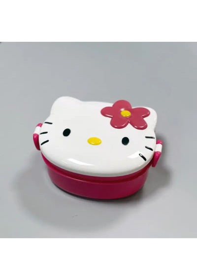 Kawaii 3d Hello Figür Kabartmalı 2 Katlı Çatal Ve Kaşıklı Kilitli Beslenme Çantası Kutusu