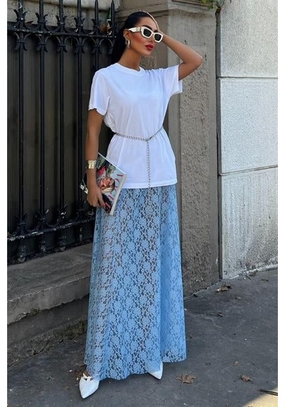 Dogutrend Maxi Dantel Etek 4047 Mavi