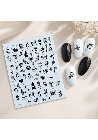 Gotik Stil Kalp Kelebek Tırnak Sticker Tırnak Etiketi Nail Art Jo-1065