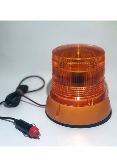 12v-24v Çakar Flaş Tepe Lambası Mıknatıslı Çakmak Fişli Ledli Turuncu Uyumlu - Tas-061