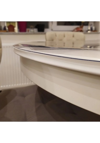 Yuvarlak 2,6mm Şeffaf Kalın Pvc Masa Örtüsü Kaymaz Koruyucu Şeffaf