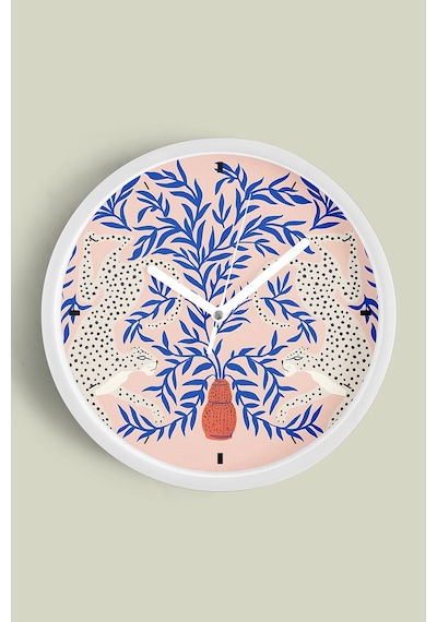 Leopar - Kaplan Modern Tasarım Duvar Saati - 35cm - Önü Camlı Beyaz Kasa - Sessiz Mekanizma-jh0751 Beyaz