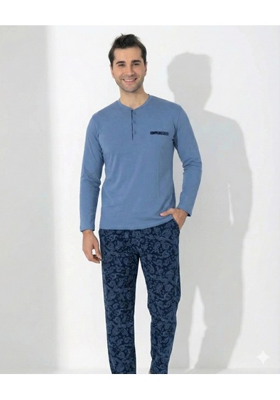 Kocabey Boyraz 0403 Erkek Uzun Kol Pijama Takımı Mavi