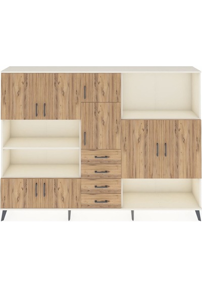 Arges Dolap 10 Raflı 4 Çekmeceli 8 Kapaklı 220x30x163 Aytaşı-çam Aytaşı-çam