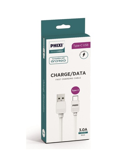 Phixi CB410T Basic 100M Type-C USB Şarj ve Data Kablosu