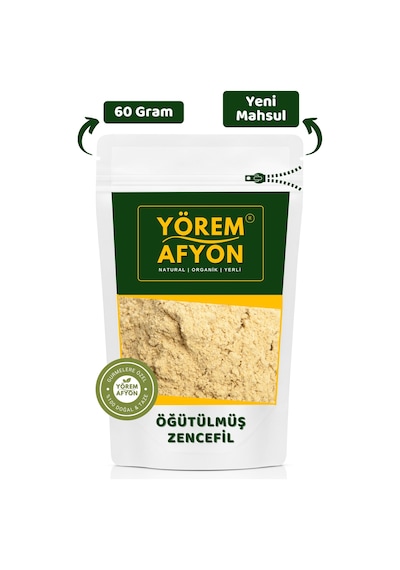 Yörem Afyon Sağlık Dostu Besin Değeri Korunarak Öğütülmüş Toz Zencefil Zingiber Officinale 60gr