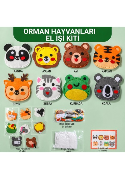 Tineke 8 Adet Çocuklar Için Kendin Yap Montessori Eğitici Oyuncak Keçe Dikiş El Sanatları Seti 3 Yaş