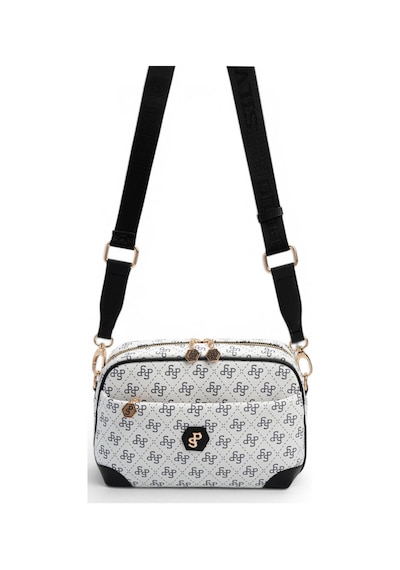 Silver & Polo Silver Polo Beyaz - Siyah Monogram Kadın Çapraz Çanta Sp1094