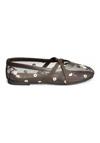 Fox Shoes Y811897015 Kahverengi File Çiçek Motifli Kadın Babet