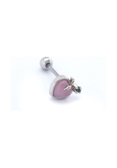 Ferizz 316l Çelik Zirkon Taşlı Pembe Elma Şeklinde Piercing Pembe