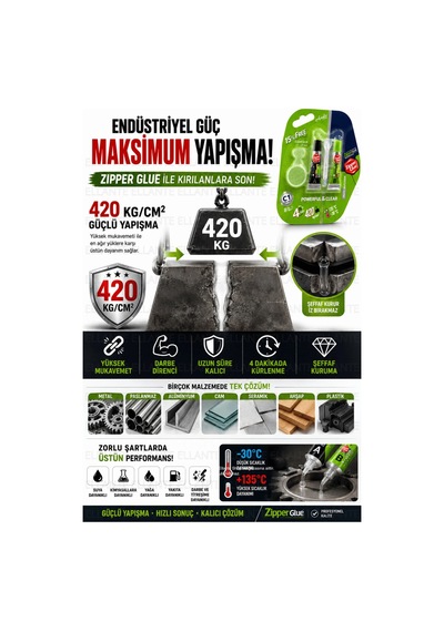 Zipper Glue Şeffaf Çift Bileşenli Güçlü Yapıştırıcı 8 Gr A+b Hızlı Metal Cam Plastik Seramik Ahşap T