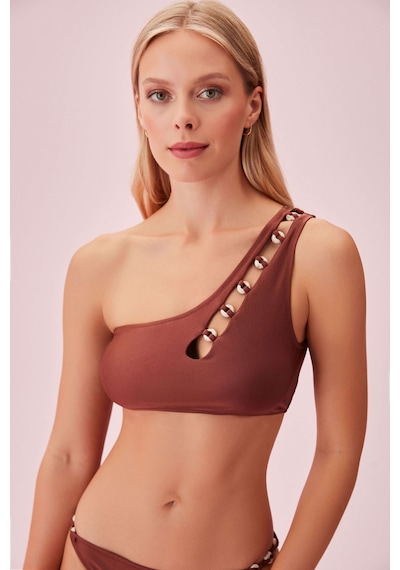 Suwen Maya Tek Omuz Aksesuarlı Bralet Bikini Üst Sb25365019d019 Kahverengi
