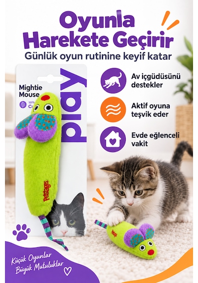 Petstages Mightie Mouse Catnipli Hışırtılı Peluş Kedi Oyuncağı