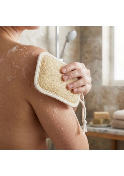 Doğal Kabak Lifli Kare Peeling Banyo Kesesi 13x16 Cm