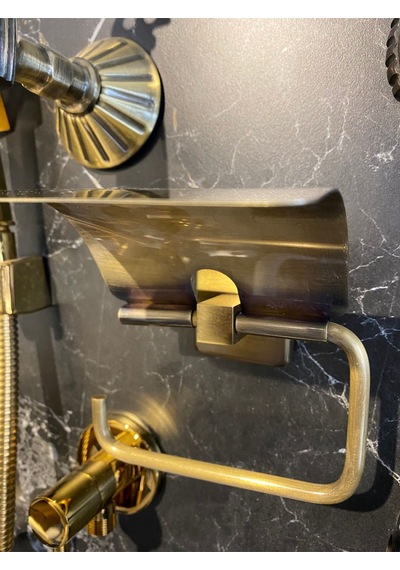İsaoğlu Yapı Antik Gold Tuvalet Kağıtlığı Kapaklı Tuvalet Kağıtlık Premium Pirinç Gold