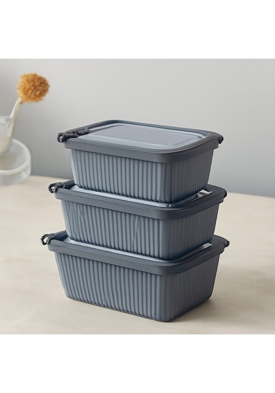Plastik Saklama Kabı Seti - Mikrodalga Uyumlu Dikdörtgen 600/1100/1800 Ml Şeffaf