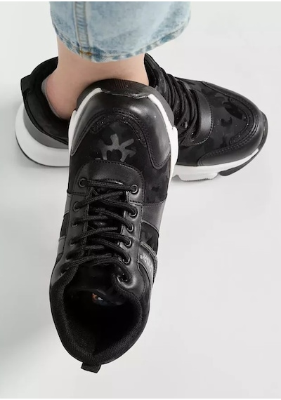 Filet 209 Gizli Topuklu Taban Sneaker Kadın Spor Ayakkabı Siyah