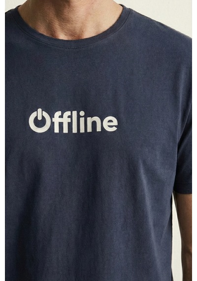 Elemge %100 Pamuk Süprem Pijama Üstü T-shirt Compact Penye Erkek Rahat Kalıp Lacivert Kısa Kol Offline Bask