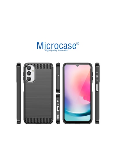 Samsung Galaxy Uyumlu A54 Brushed Carbon Fiber Silikon Kılıf - Al3332