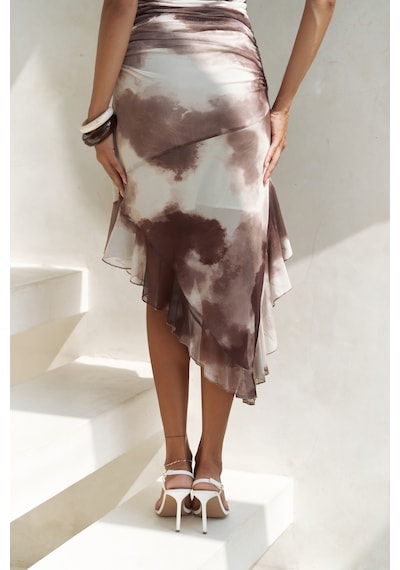 Mai Collection Mai Studios Co. Stracnaha Drape Detaylı Kahve Straplez Elbise Kahve