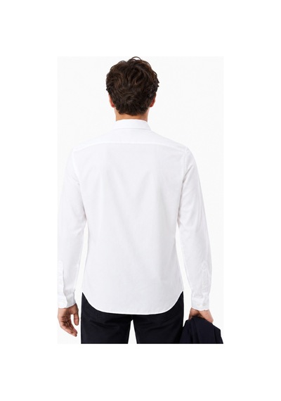 Lacoste Mens Slim Fit White Cotton Shirt Dar Kesim Pamuklu Erkek Gömlek Beyaz