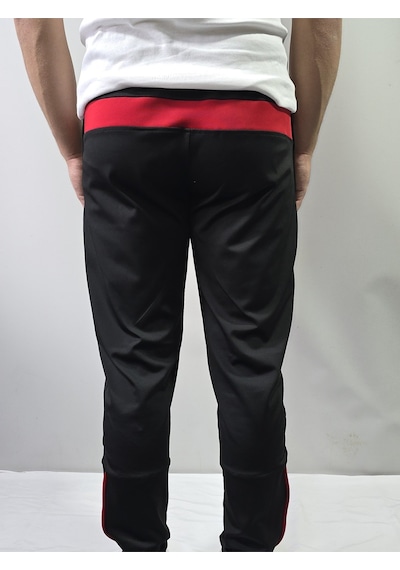 Jump Erkek Dalgıç/scuba Slim Fit Fermuarlı Paça Eşofman Altı Siyah/kırmızı
