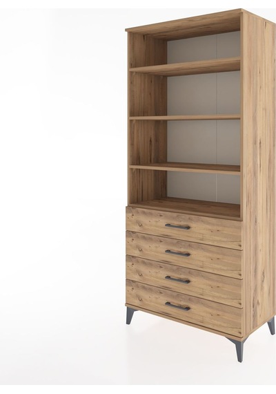 Hyperion Dolap 4 Raflı 4 Çekmeceli 88x44x195 Çam-çam Çam