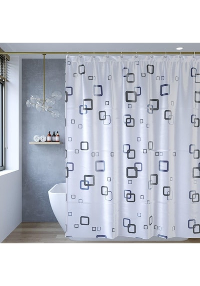 Çift Kanatlı Banyo Perdesi, Desenli Duş Perdesi, Küvet Perdesi, Halkalı 2 Adet 90x180 Cm Çok Renkli