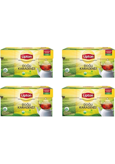 Lipton Doğu Karadeniz Demlik Süzen Poşet Bergamot Aromalı Siyah Çay 100'lü Paket X 4 Adet
