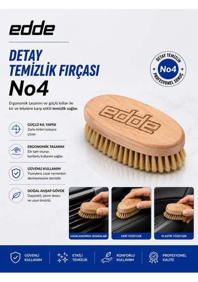 Edde Araba Araç Oto Yıkama At Kılı Detay Fırçası Detailing Fırçası Detaylı Temizlik Fırçası No:4 1