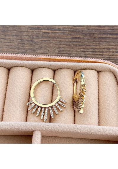 Kadın Küpe Zirkon Taşlı Çelik Güneş Küpe Xuping Gold
