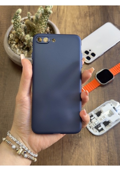 Apple iPhone 7 Plus Uyumlu Süper İnce Mat Ultra Thin Silikon Kılıf Lacivert