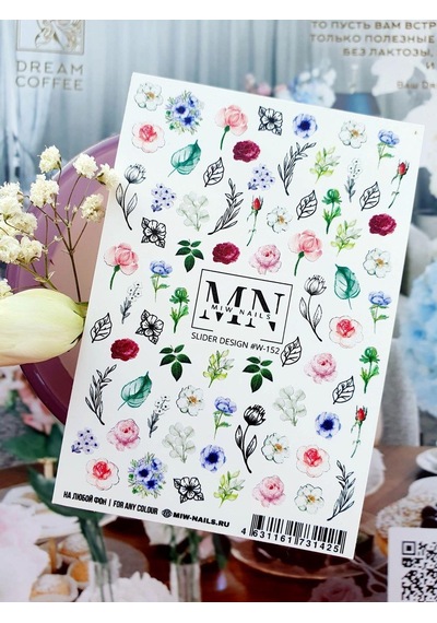Nail Art Slider Stiker Çiçek Çerçeve Premium W152