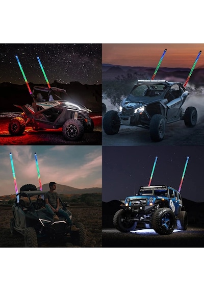 Atv Motosiklet Led Jop Anten Çok Renkli 55cm Bağlantı Aparatlı, Atv, Motosiklet Renkli Led
