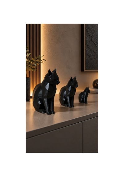 Geometrik Kedi Biblo Seti Siyah - 903190199