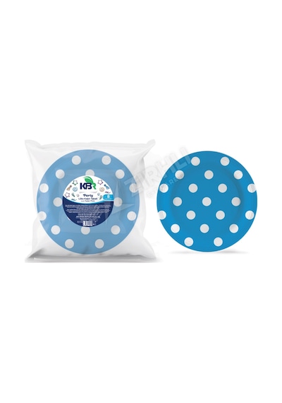 3 Adet Kbr Party Kağıt Tabak 22 Cm Mavi 8'li Çok Renkli