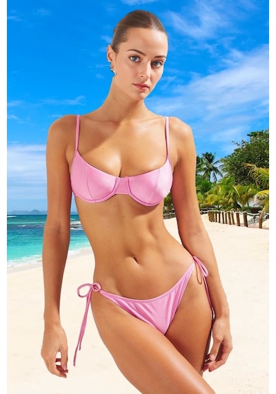 Ersefa Tasarım Bikini Takımı Yüksek Konfor Premium Kalite Su Sporları İç Pembe