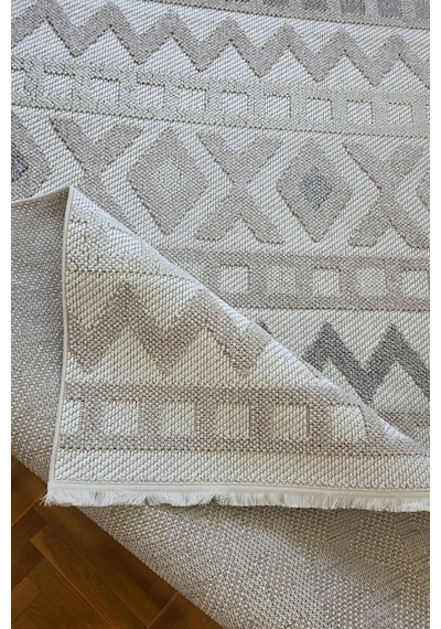 Leiva Home Monaco 0038 Krem Gri Bohem Sisal Bukle Yumuşak Özel Kesim Salon Koridor Mutfak Yolluk Saçaklı Halı 0038-krem/bej/gri