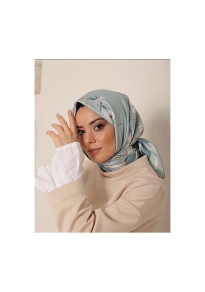 Bushu Çiçek Desenli Twill Eşarp Çok Renkli 21674245