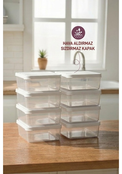 Selka Home 8 Adet 0.5 Lt. Nora Organizer Buzdolabı Buzluk  Düzenleyici Saklama Kabı