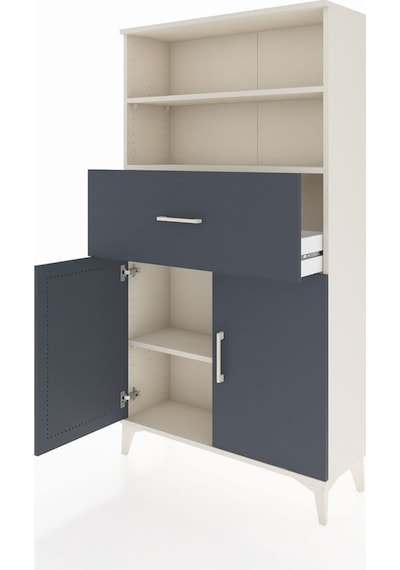 Arges Dolap 3 Raflı Tek Çekmeceli 2 Kapaklı 88x30x163 Aytaşı-antrasit Aytası