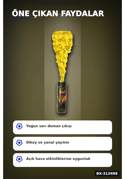 Sarı Duman Bombası 1 Adet Renkli Sis Çıkaran Parti Organizasyon Malzemesi Bx-313698 +0