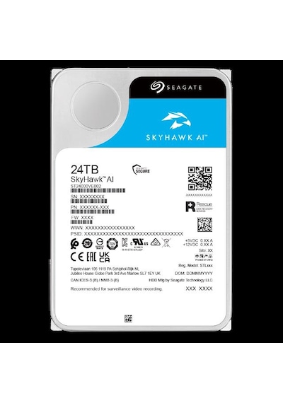 Seagate 3.5" 24tb Skyhawk Aı St24000ve002 7200 Rpm 512mb Sata-3 Güvenlik Diski Distribütör