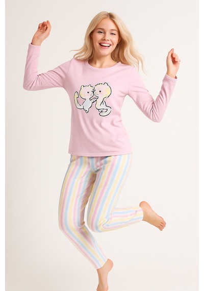 Mutlu City Kadın Yumuşak Doku Termal Pijama Takımı 42050 Pembe
