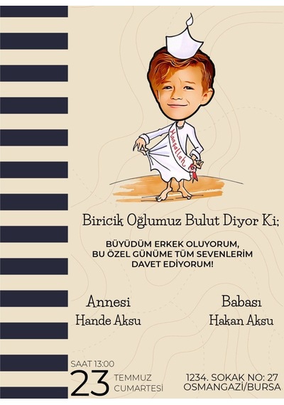 Bk Gift Kişiye Özel Bitmeyen Sünnet Davetiyesi Model 4