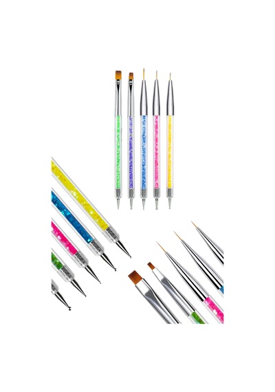 5 Adet Nail Art Fırça Seti Fırçalı Tırnak Süsleme Desen Seti Dot Kalemi Tırnak Boyama Çok Renkli
